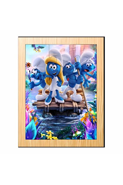 OEM Puzzle din lemn, Smurfs, 9 piese, Multicolor, 15×12 cm, PDUV084