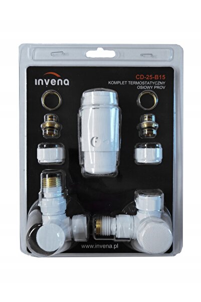 Invena SET SUPAPĂ TERMOSTATICĂ AXIALĂ ALBĂ CU CAP DREAPTA/STÂNGA PENTRU CO