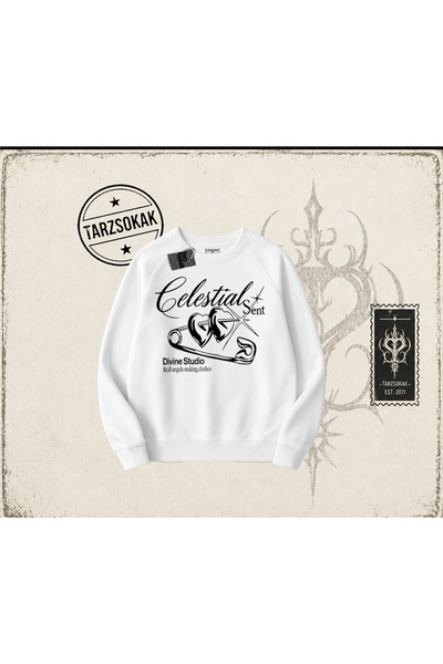Tarzsokak Unisex Celestial Sent Oversize unisex majica sa okruglim izrezom, bela
