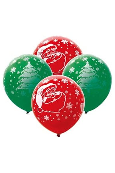 OEM Christmas Printed Party Balloons Green Red 30cm - 10pcs