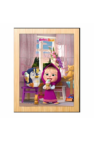 OEM Puzzle din lemn, Mașa și Ursul, 9 piese, Multicolor, 15×12 cm, PDUV072