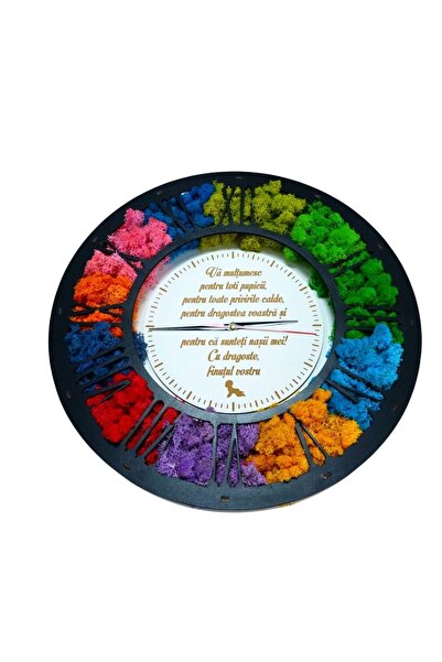 OEM Ceas Lichen Naști Botez, Lemn, Negru, 40cm, DL087