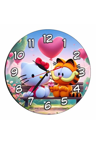 OEM Disney Hello Kitty, Garfield, Ceas din lemn, 30 cm, CSDUV138