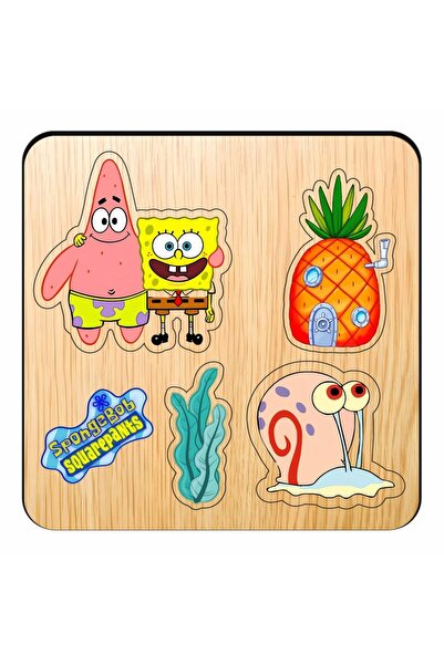 OEM Puzzle din lemn, SpongeBob, 4 piese, Multicolor, 12×12 cm, PDUV118