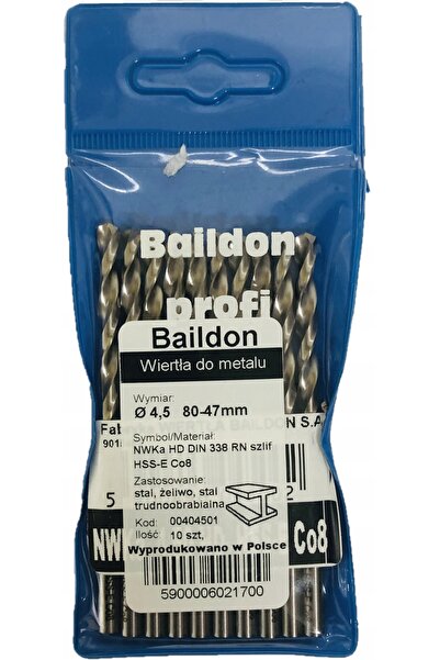 BAILDON Burghiu de metal cu cobalt HSS-E Co8 de 8.0mm, pentru INOX