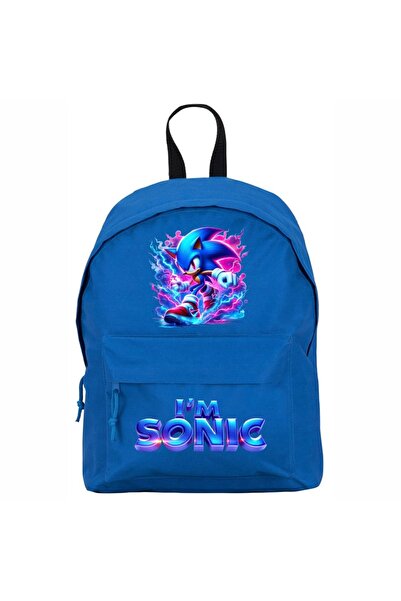 Sonic ghiozdan școlar, albastru, 38x28cm, compartiment principal spațios, bre...