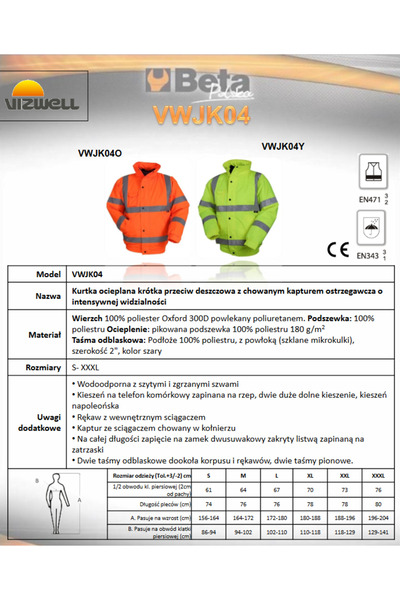 Beta Jachetă scurtă WARNING VWJK04 R S