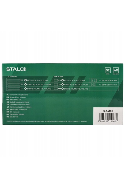 Stalco Set de 40 de piese Adaptoare de capăt pentru biți TORX HEX SPLINE 1/2 ...