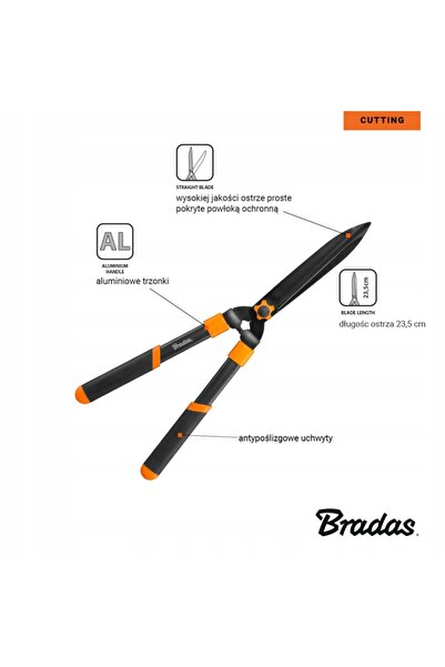 Bradas Foarfecă de grădină manuală de 235 mm pentru tuns iarbă și arbuști, cu...