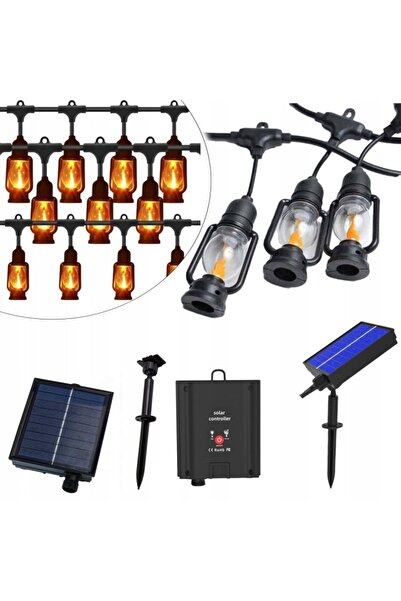 NO BRAND Ghirlandă retro de grădină cu LED, 10 m, 15 felinare solare, pentru ...
