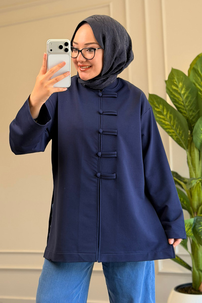 Suede Style 6681 - Rahat, Salaş 2 İplik Düğmeli Kadın Gömlek