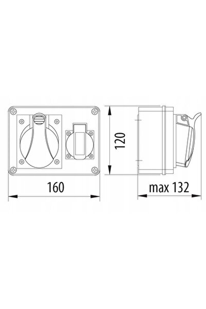 PAWBOL DISTRIBUITOR R-BOX 150 1x32A/5P + 1x250V IP44 B.1090