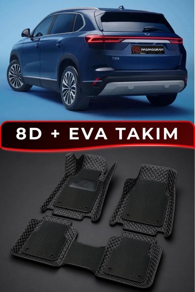 PASPASGRAFT TOGG T10X Araca Özel 8D Deri Tam Kaplama + Premium Hücreli EVA Ot...