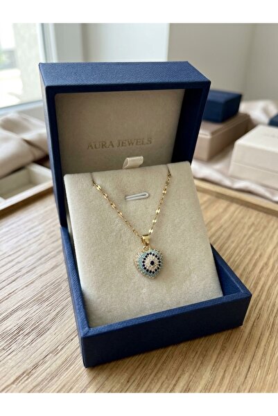 İNN JEWELLERY 316 L Çelik Kolye Nazarlı Kalp Figürlü Renk Atmaz