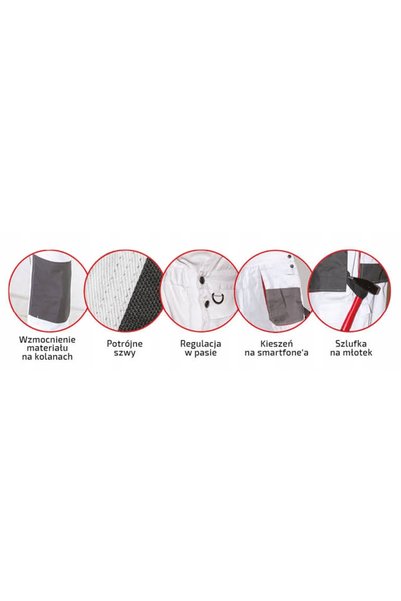 dedra Pantaloni de protecție pentru grădinărit, albi, 190g/m², BH4SO ROZ. XXL/58