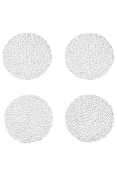 OEM Set Suport Pahare din PVC Frunze Perforate cu Folie Argintie Ø10cm - 4buc