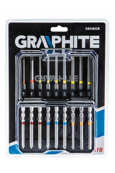 graphite Set de biți, lungime 75mm, 18 bucăți. pentru șurubelnițe 56H606