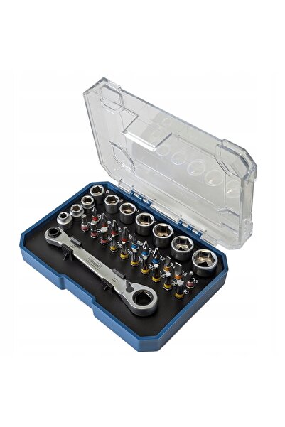 Scheppach Set de biți și chei tubulare de 31 de piese 1/4 inch cu clichet