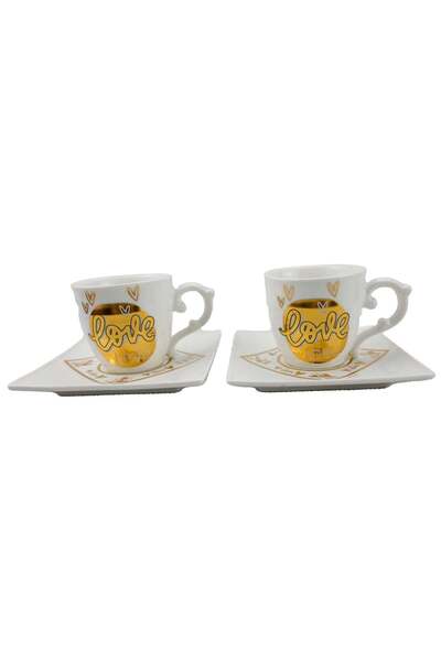 Generic Gift Set Ceramic Cups Love Love, Set of 2 Mugs with Saucer for Coffee...