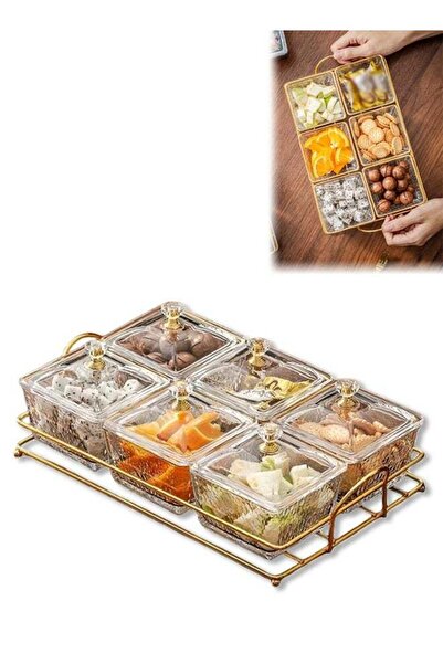 Generic Snack Serving Tray with 6 Snack Bowls,Divided Serving Dishes with Lid...