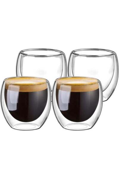 Generic 80ml Double Walled Espresso Glass Cups Set of 4, Heat Resistant Egg S...