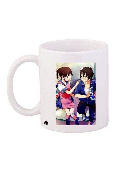 Generic Anime Couple Printed Coffee Mug White/Blue/Pink