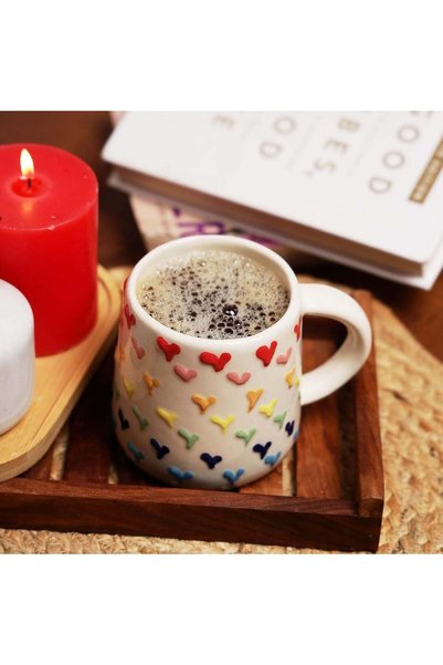 Generic 3D Embossed All Hearts Ceramic Mug – Colorful Aesthetic Coffee & Tea ...