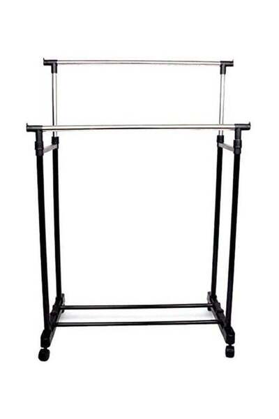 Generic Double Pole Telescopic Clothes Hanger Rack Black 845 x 430 x 950cm