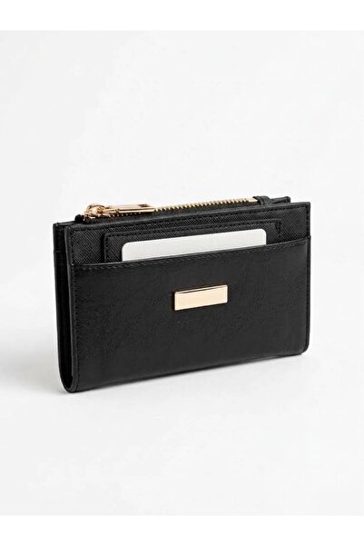 Derilossi Kadın Siyah Cüzdan 8x14x2 cm | Fermuarlı Bozuk Para & Anahtar Bölme...