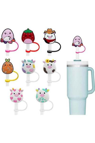 Generic 8Pcs/Set Straw Covers Cap for Stanley Cup 30&40 Oz,with Handle 10mm 0...