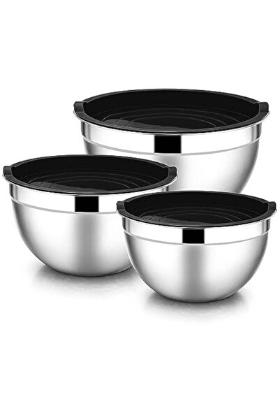 Generic Mixing Bowls with Lids, 6-Piece Stainless Steel Salad Bowl Metal Nest...