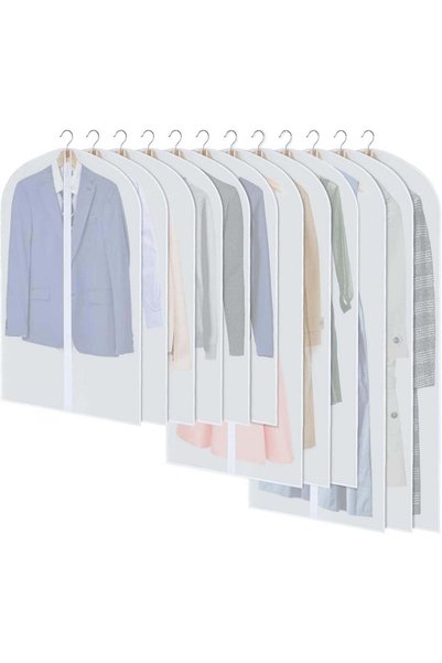 Generic 12Pcs Clear Garment Bags for Hanging Clothes,Suit Bags Dust-Resistant...