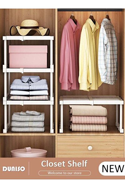 Generic Stackable Closet Shelf, Removable and Expandable Shelves, Wear-Resist...