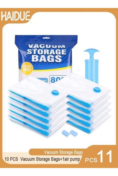 Generic 11 PCS Reusable Vacuum Storage Bags Set with Hand Pump 2 PCS 100x80cm...
