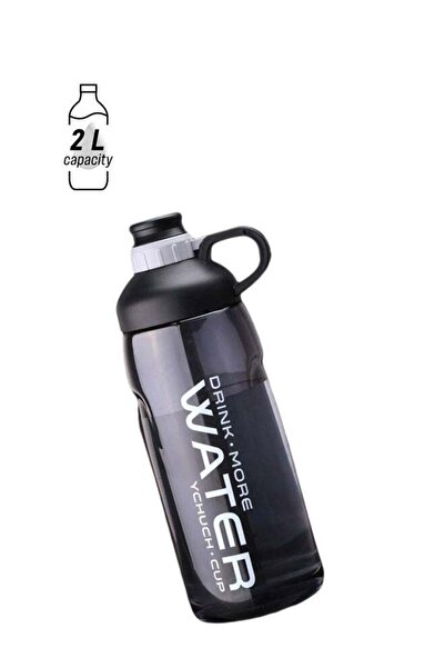 Generic Outdoor Large Capacity Plastic Water Bottle Black - 2L/70oz Leak-Proo...