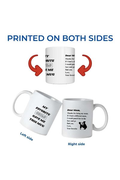 Generic A beautiful ceramic mug with “Dear mom ...” print on one side and a f...