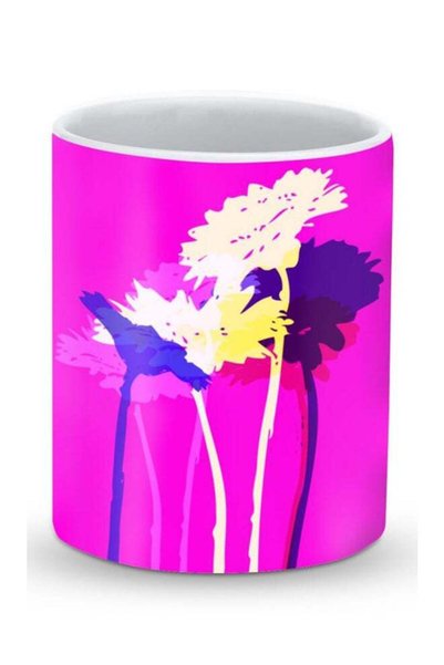 Generic Premium Bleeding Flowers Designer Mug Pink/Purple/White