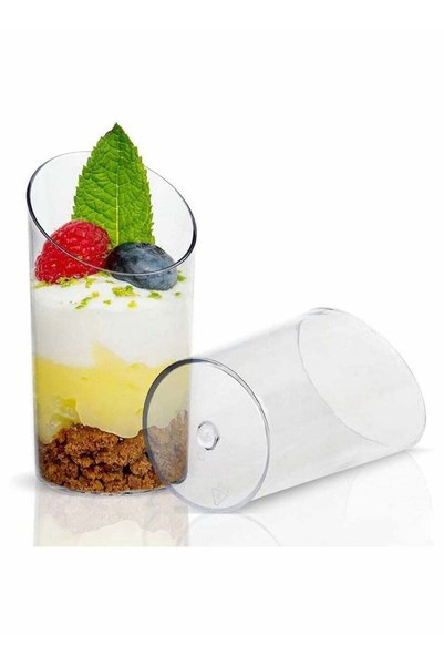 Generic Mini Angled Dessert Cups, 100Pcs 75ml Plastic Round Dessert Cups Clea...