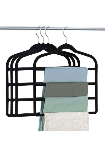 Generic Orgtralix Pants Hangers 4 Layers Space Saving, Velvet Non-Slip Clothe...