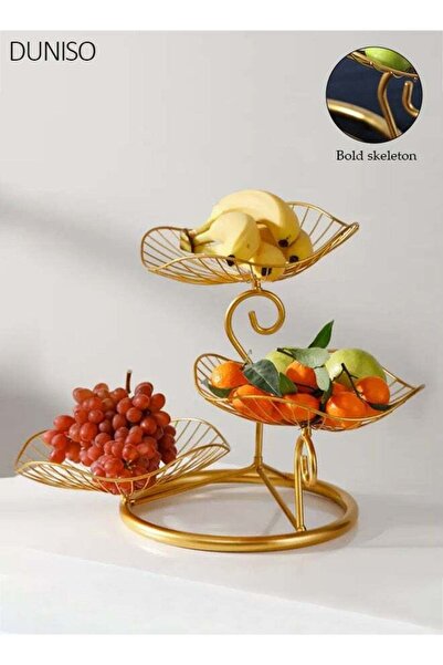 Generic Three-layer Iron Fruit Basket for Vegetables Fruit Snack Cake Fruit B...