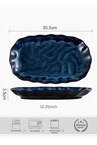Generic Japanese Style Large Ceramic Dinner Plate, Premium Oval Porcelain Pla...