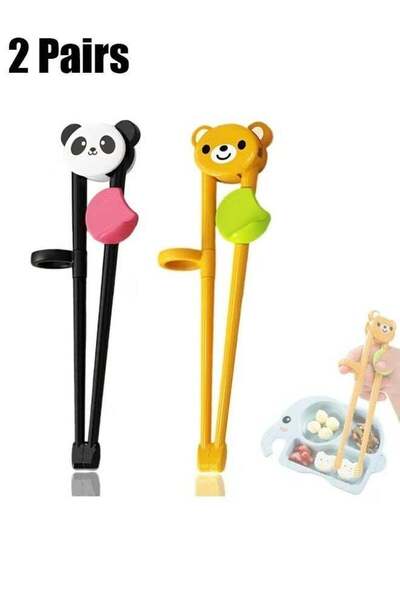 Generic 2 Pairs Reusable Children's Training Chopsticks Beginner Auxiliary Ar...