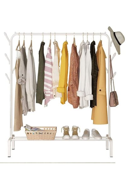 Generic Metal Coat Rack with 8 Hooks, Heavy Duty Clothes Rack with Top Rod an...