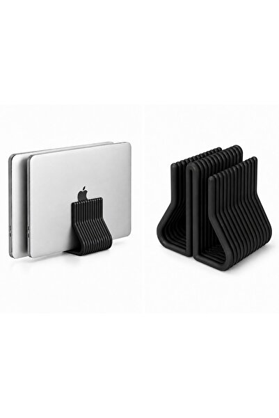 OEM Suport vertical dublu pentru laptop, 2 compartimente, plastic, negru