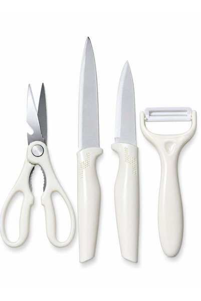 Generic 4PCS Kitchen Knife Set with Scissors & Ceramic Peeler – Stainless Ste...