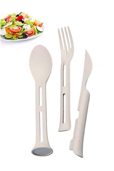 Generic 3PCS Wheat Straw Cutlery, Reusable Utensils Set Portable Travel 3 in ...
