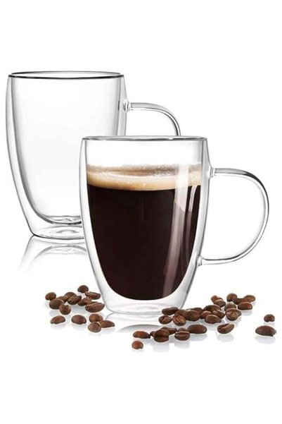 Generic Double Wall Glass Coffee Mugs with Handle- Insulated Clear Coffee Mug...