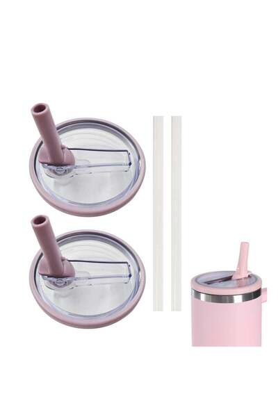 Generic 2 Pack 40 oz Tumbler Flip Straw Lid Replacement fit, Spill Proof Spla...