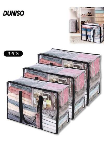 Generic 3 Pack Clear Clothes Storage Bag,PVC Blanket Storage Bags,Foldable Mo...