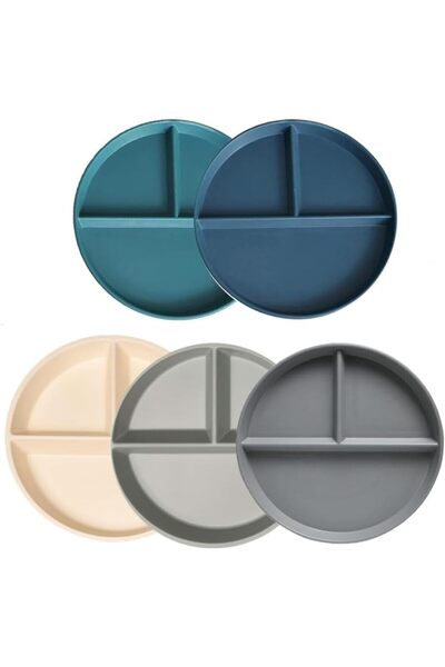 Generic 5 PCS Unbreakable Divided Plates for Adults 9in, BPA Free and Healthy